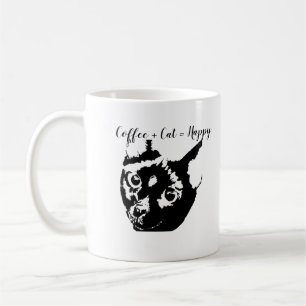 Black White Cat Personalised Coffee Mug
