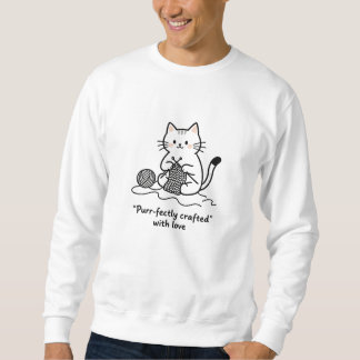 Black White Cat Playing Yarn Knitting Art Lover Sweatshirt