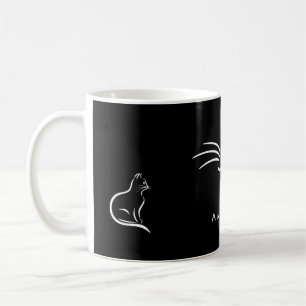 Black White Cat Simple Minimalist Personalise Coffee Mug