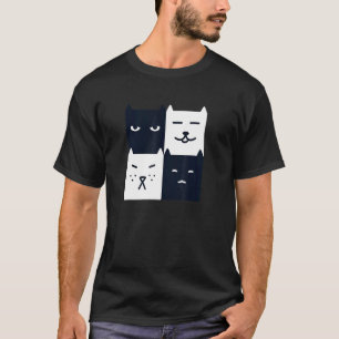 Black & White Cat Unique Square Chess Board Aesthe T-Shirt