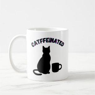 Black & White Catful Coffee Shadows Art Mug