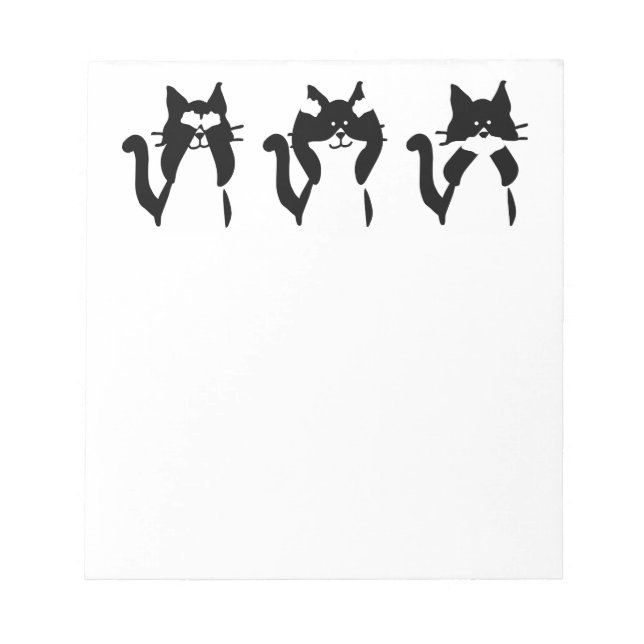 Black & White Cats | Three Wise Kitties Notepad (Front)