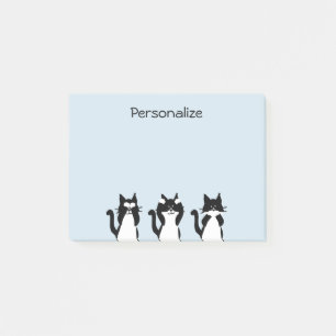 Black White Cats   Three Wise Kitties Post-it Notes