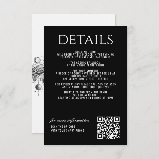 Black & White Celestial Enclosure Card (Front/Back)