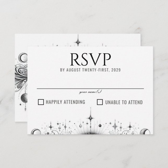 Black & White Celestial RSVP Card (Front/Back)