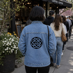 Black White Celtic Knot work Circle Symbol Denim Jacket