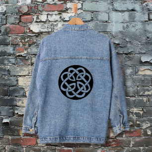 Black White Celtic Knot work Circle Symbol Denim Jacket