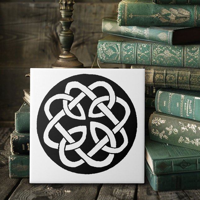 Black White Celtic Knotwork Circle Symbol Ceramic Tile (Creator Uploaded)