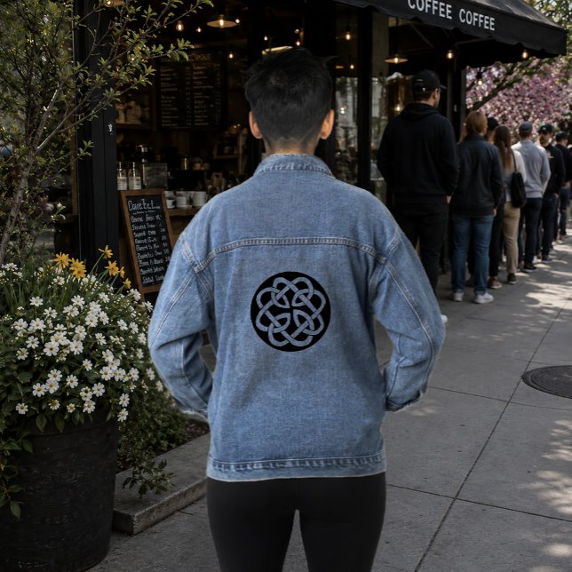 Black White Celtic Knotwork Circle Symbol Denim Jacket (Creator Uploaded)