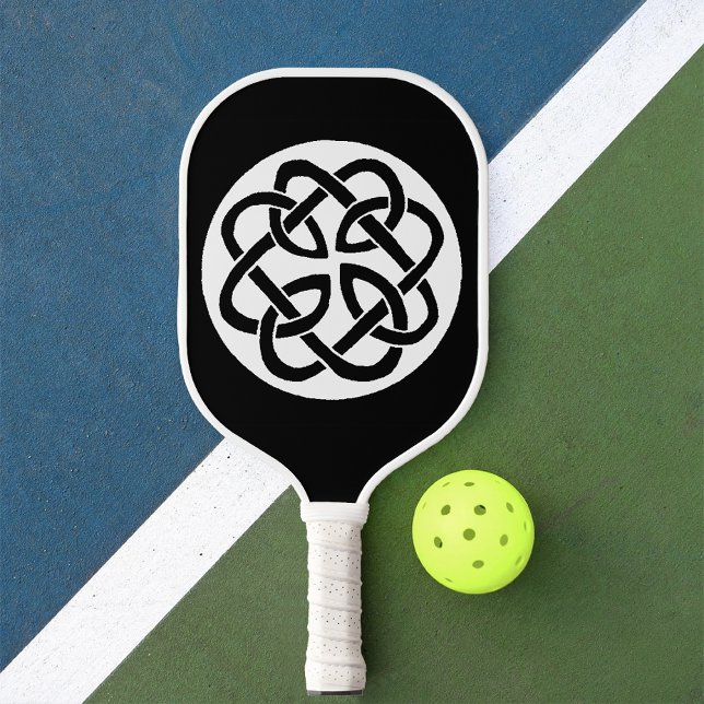 Black White Celtic Knotwork Circle Symbol Pickleball Paddle (Creator Uploaded)