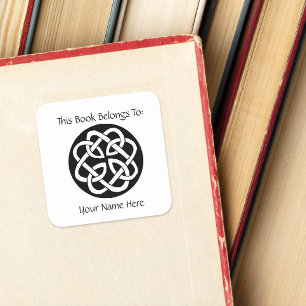 Black White Celtic Knotwork Circle Symbol Square Sticker