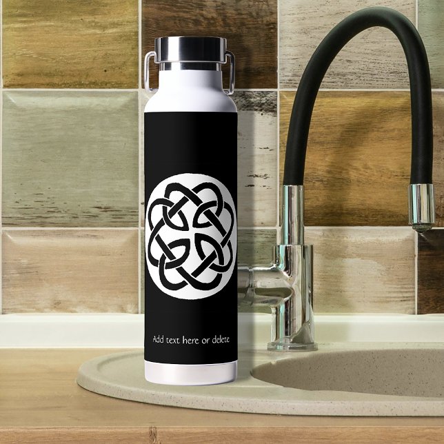 Black White Celtic Knotwork Circle Symbol Water Bottle (Creator Uploaded)