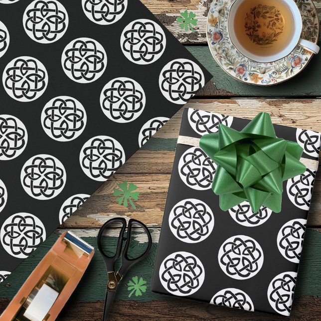 Black White Celtic Knotwork Circle Symbol Wrapping Paper (Creator Uploaded)