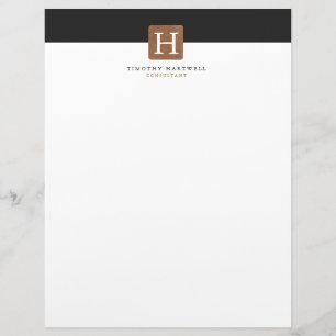Black   White Centre Split Bold Monogram Letterhead Template