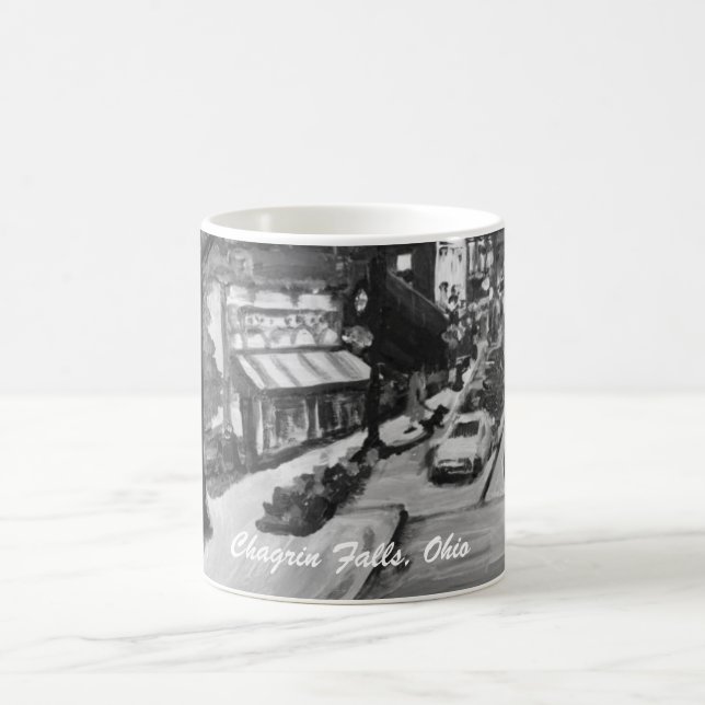 Black & White Chagrin Falls Ohio Painting Mug (Center)