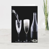 Black White Champagne Bottle Flute Glasses Festive