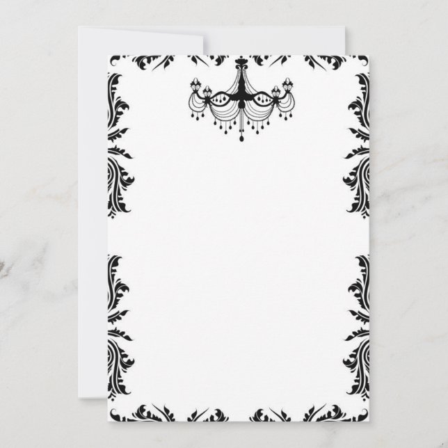 Black & White Chandelier Invitation (Front)