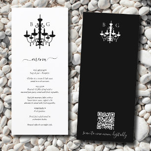 Black White Chandelier Monogram Wedding QR Code Menu