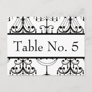 Black&White Chandelier Wedding Postcard Table #'s