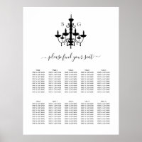 Black White Chandelier Wedding Seating Chart