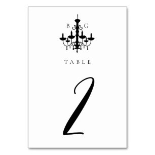 Black White Chandelier Wedding Seating Chart Table Number