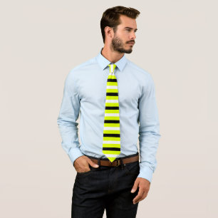 Black, White, Chartreuse Stripes Pattern Tie