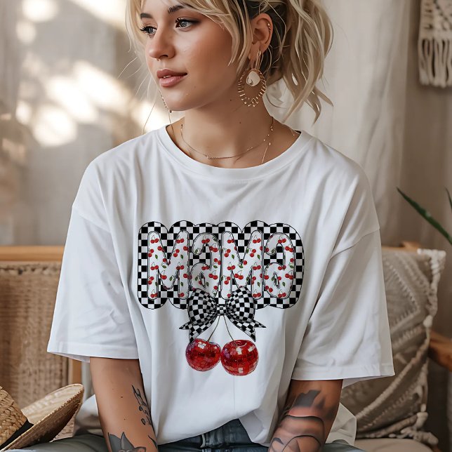 Black & White Check Cherry Mama Tri-Blend Shirt (Creator Uploaded)