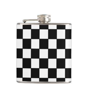 Black White Checked - Flask