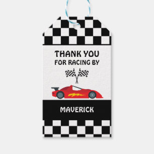 Black White Checkerboard Pattern Birthday Gift Tags