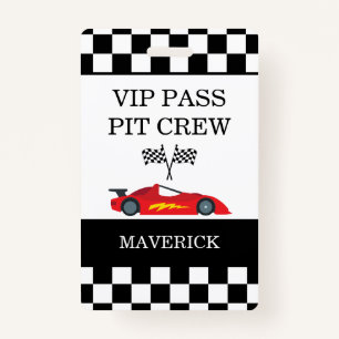 Black White Checkerboard Pattern Birthday ID Badge
