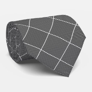 BLACK WHITE CHECKERED ABSTRACT TIE