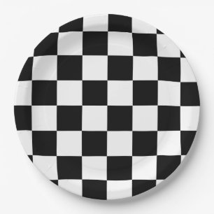Black white checkered vintage car upsherin plate