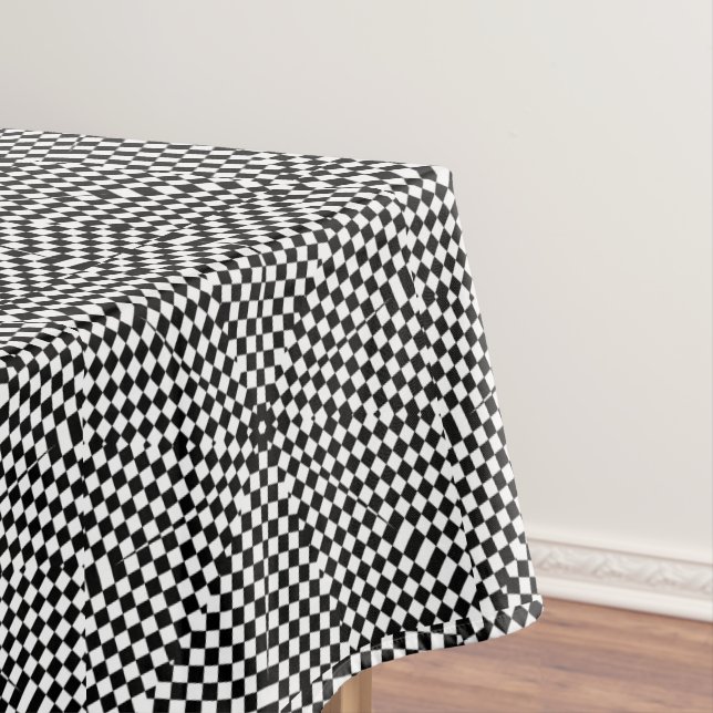 Black white checks squares diamond modern pattern  tablecloth (In Situ)