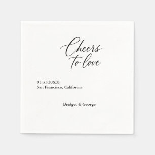 black & white cheers to love script  napkin