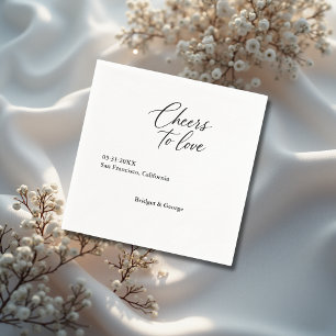 black & white cheers to love script  napkin