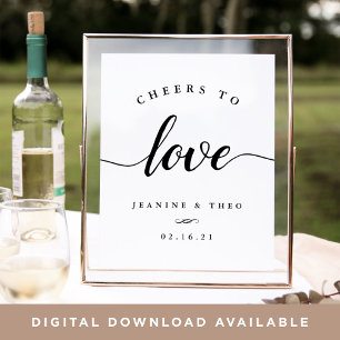 Black & White Cheers to Love Wedding Sign