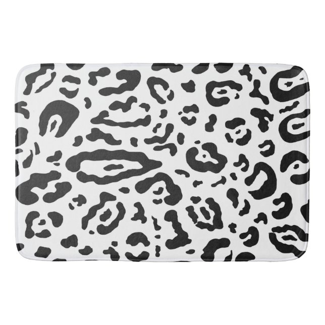 Black & White Cheetah Leopard Animal Print Bath Mat (Front)