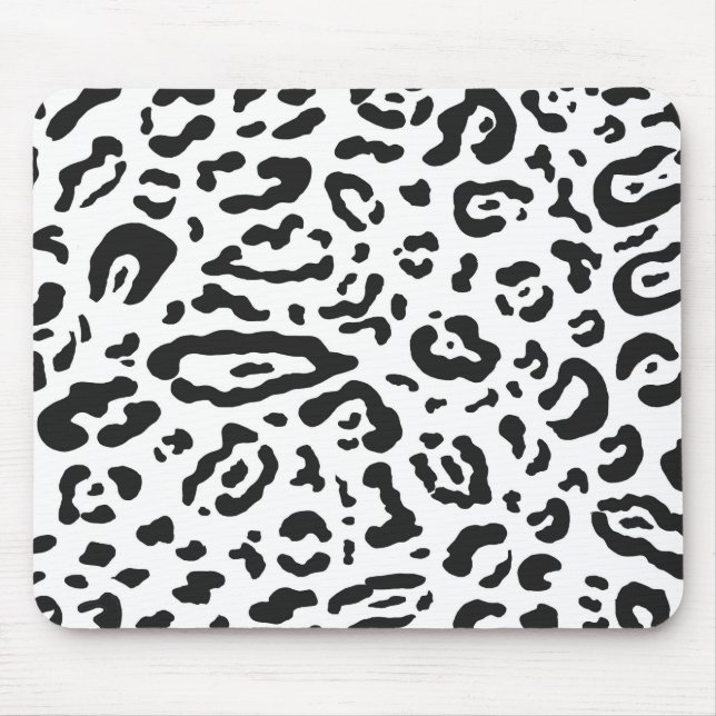 Black & White Cheetah Leopard Animal Print   Mouse Pad (Front)