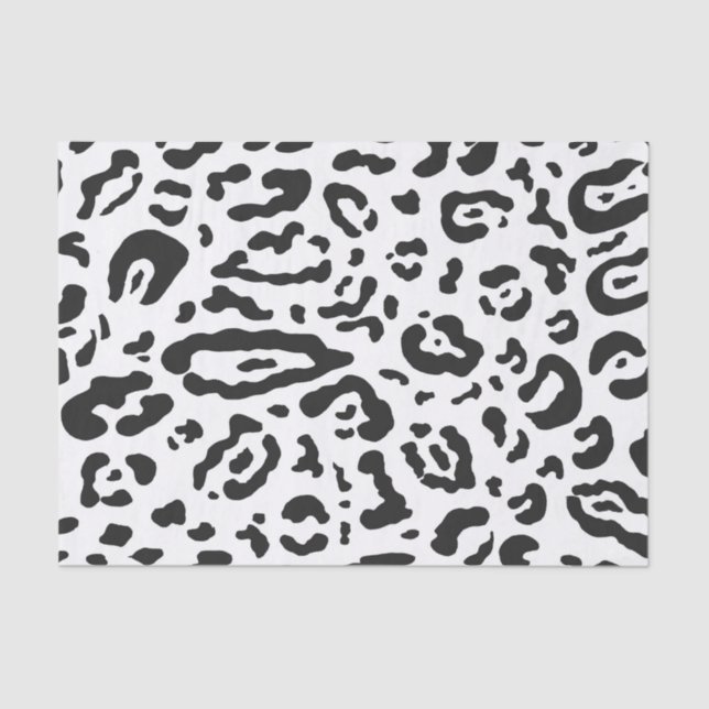 Black & White Cheetah Leopard Animal Print Party Tissue Paper (Front)