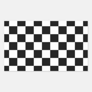 Black & White Chequerboard Background Rectangular Sticker