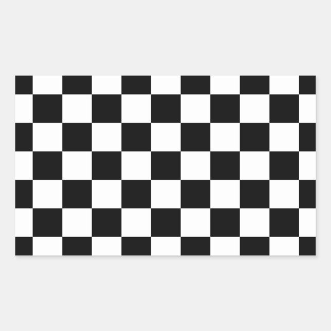 Black & White Chequerboard Background Rectangular Sticker (Front)