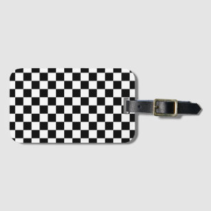 Black White Chequerboard Chequered Checked Check Luggage Tag