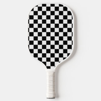 Black White Chequerboard Chequered Checked Check Pickleball Paddle