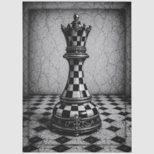 Black & White Chequerboard Chess Queen FX5 Tissue Paper