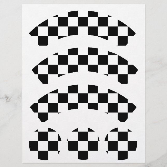 Black & White Chequerboard   Cupcake Wrapper (Front)