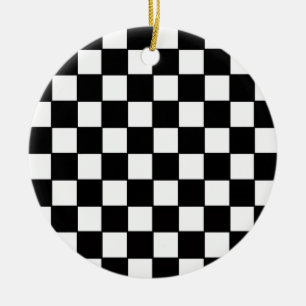 Black & White Chequerboard Custom Ceramic Ornament