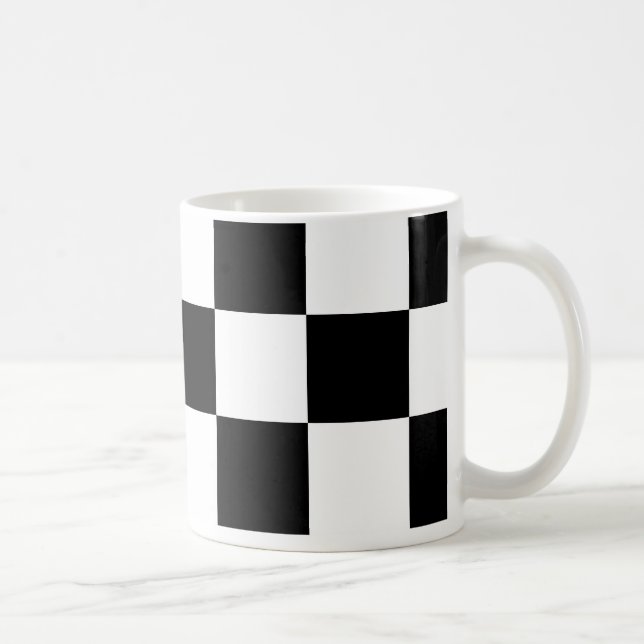 Black, White Chequerboard Mugs (Right)