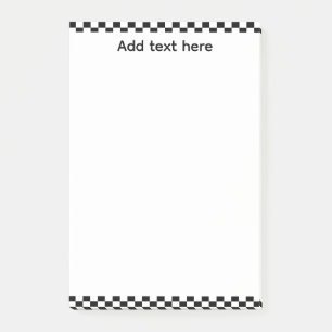Black & White Chequerboard Notepad   Editable Pers