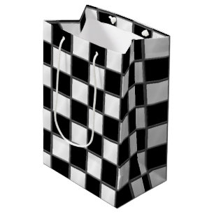 Black & White Chequerboard Pattern Medium Gift Bag