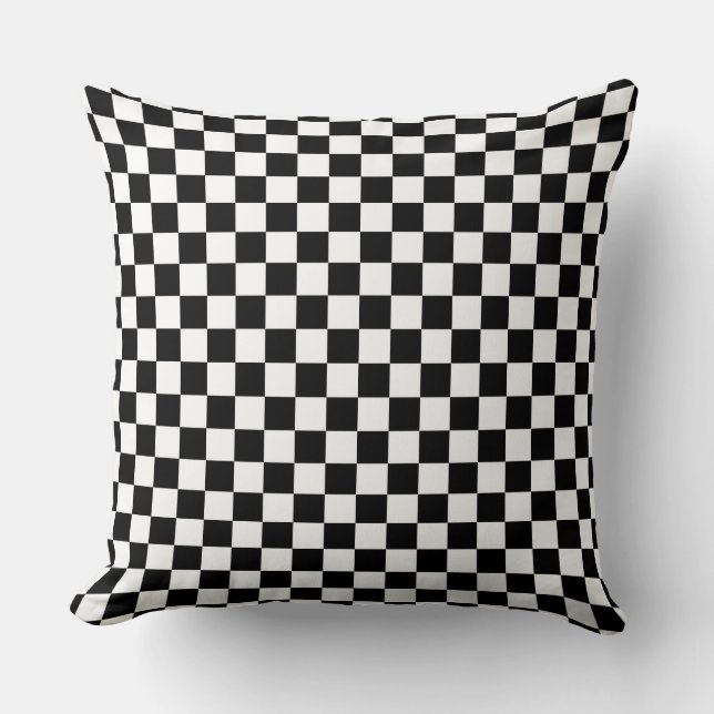 Black & White Chequerboard Throw Pillow (Front)